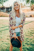 Leopard Print Open Front Long Sleeve Kimono